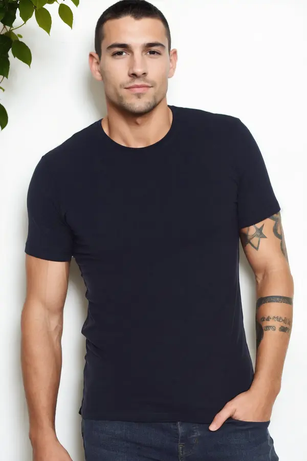 dewberry T9569 DEWBERRY BICYCLE COLLAR MEN'S T-SHIRT-NAVY BLUE
