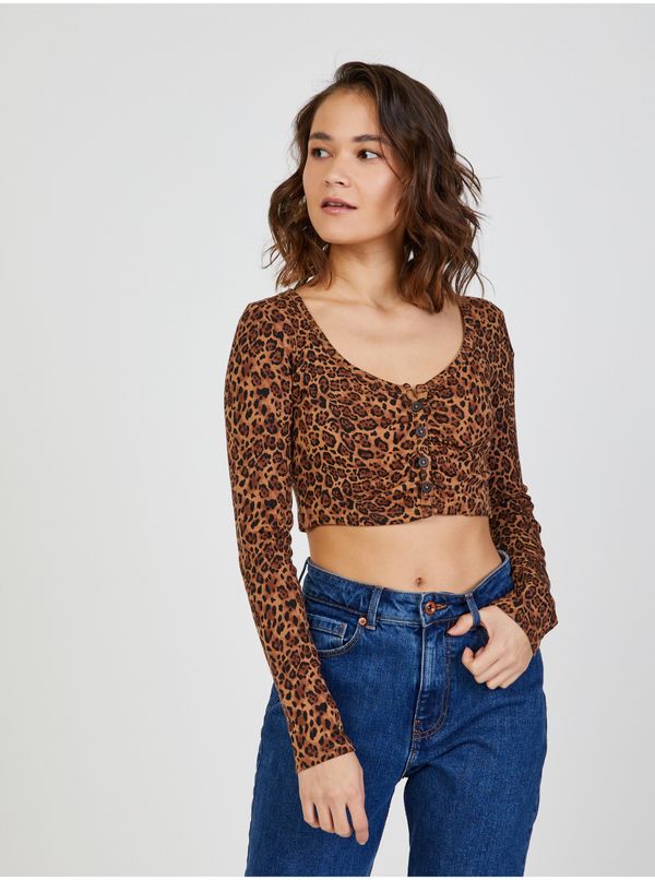 TALLY WEiJL TALLY WEiJL Brown crop top with animal pattern TALLY - Women