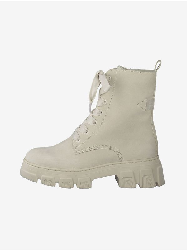 Tamaris Tamaris Cream Leather Ankle Boots - Women