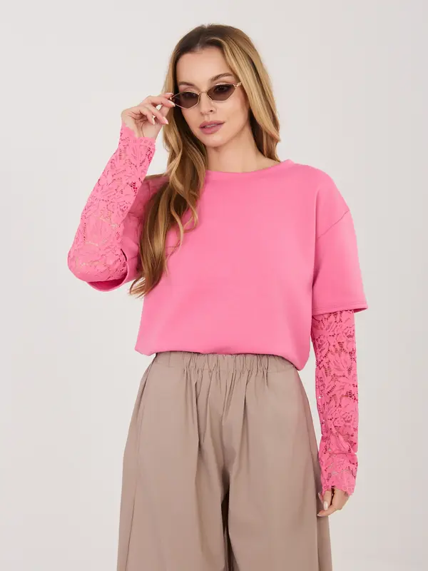 Italy Moda Tamno ružičasta ženska bluza s imitacijom majice