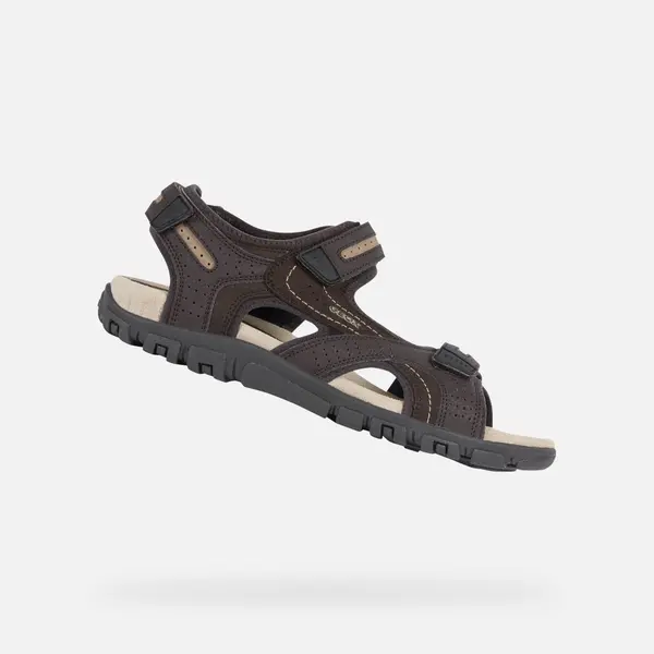 GEOX Tamno smeđe muške sandale Geox Uomo Sandal Strada