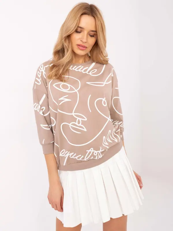 RUE PARIS Tamnobež bluza s apstraktnim uzorkom