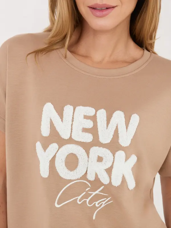 RUE PARIS Tamnobež bluza s uzorkom Rue Paris