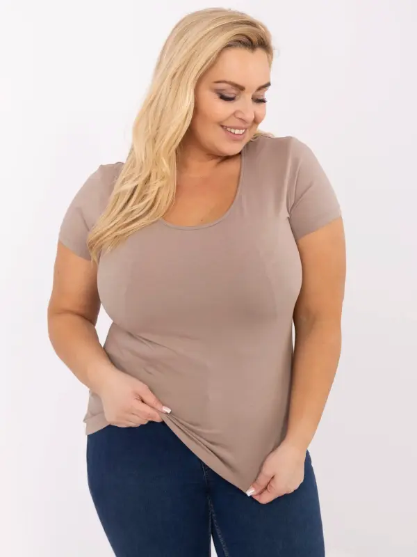 RUE PARIS Tamnobež majica plus size