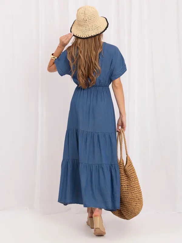 Italy Moda Tamnoplava maxi haljina s dekolteom