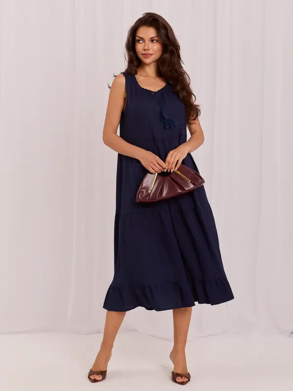 Italy Moda Tamnoplava midi haljina sa šljokicama
