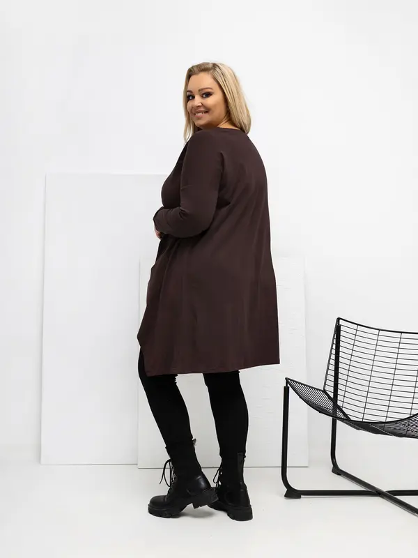 RELEVANCE Tamnosmeđa plus size bluza