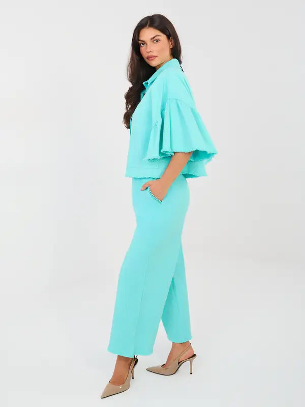 Italy Moda Tirkizni set s širokim rukavima