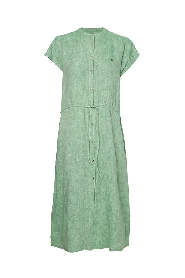 Tommy Hilfiger Tommy Hilfiger Dress - LINEN MIDI SHIRT DRESS SS green