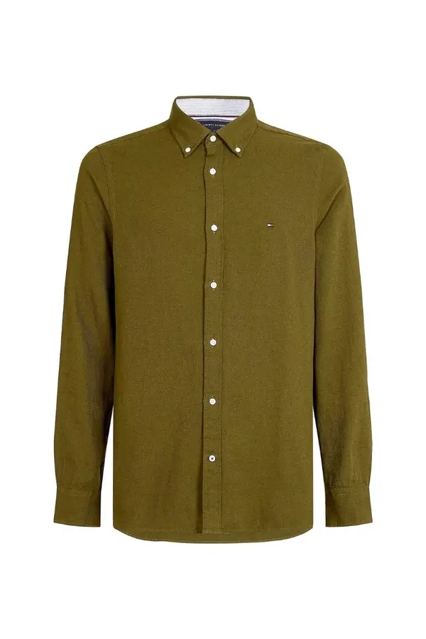 Tommy Hilfiger Tommy Hilfiger Shirt - SLIM COTTON LINEN FLANNEL SHIRT green