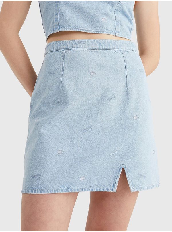 Tommy Hilfiger Tommy Jeans Light Blue Women's Denim Short Skirt with Torn Effect Tommy Jean - Women