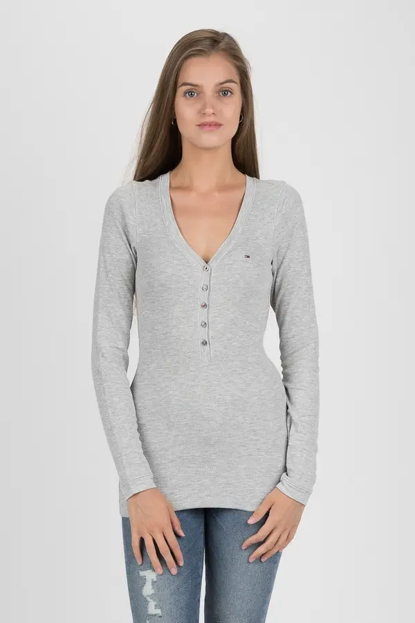 Tommy Hilfiger Jeans Tommy Jeans T-shirt - TJW ORIGINAL RIB HENLEY grey