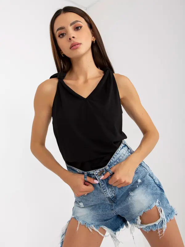 RUE PARIS Top-RV-TP-8053.29-Black