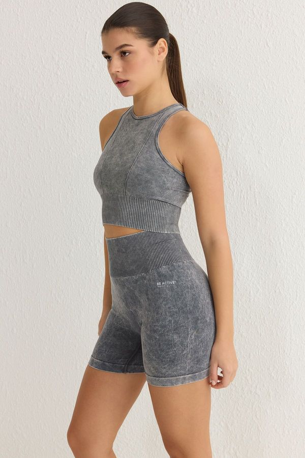 Trendyol Trendyol Anthracite Seamless Washed Knitted Sports Shorts/Short Tights