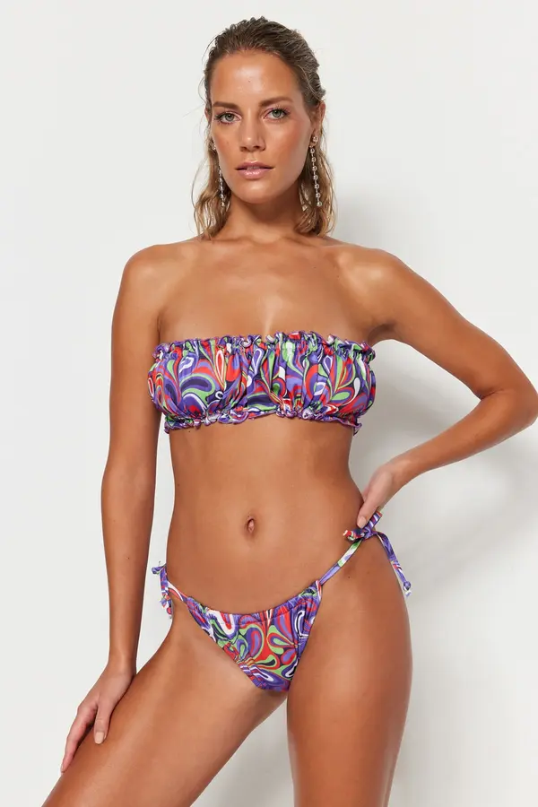 Trendyol Trendyol apstraktni tunel s uzorkom Redovita noga bikini dno