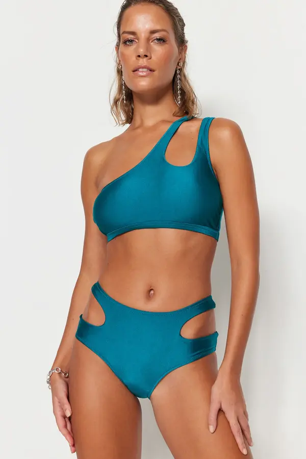 Trendyol Trendyol benzin izrezan / prozor visokog struka normalna noga bikini dno
