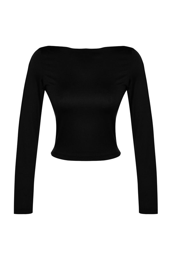 Trendyol Trendyol Black Cut Out Detail Slim Flexible Knitted Blouse
