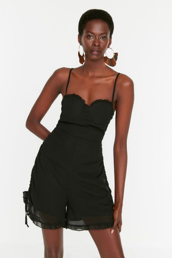 Trendyol Trendyol Black Frill Detailed Chiffon Jumpsuit