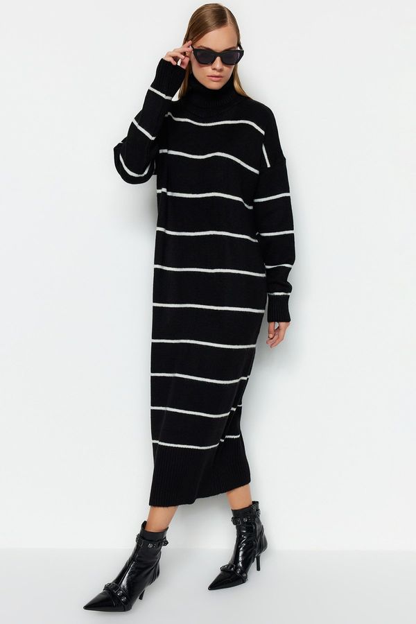 Trendyol Trendyol Black Maxi Knit Wide Pattern Soft Texture Dress