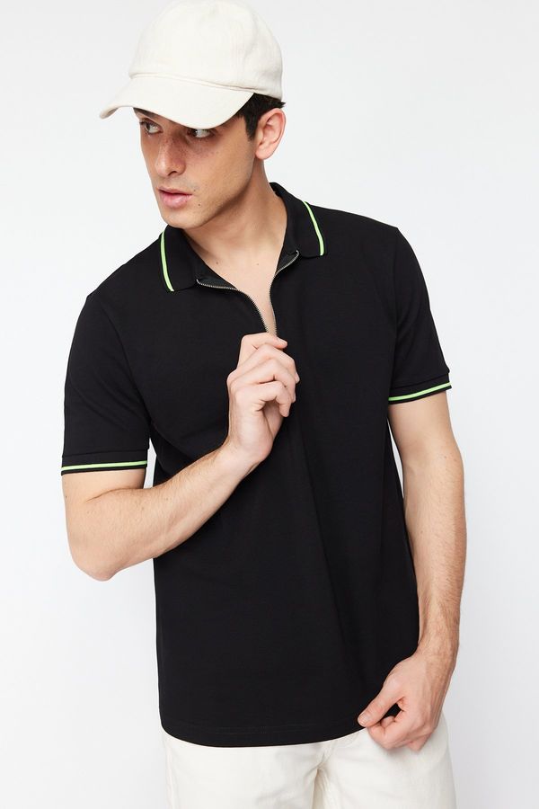 Trendyol Trendyol Black Men's Regular / Normal Fit 100% pamučna majica s polo vratom.