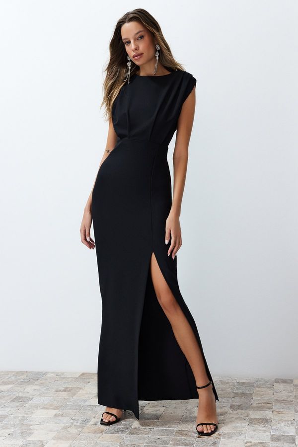 Trendyol Trendyol Black Padded Woven Long Elegant Evening Dress