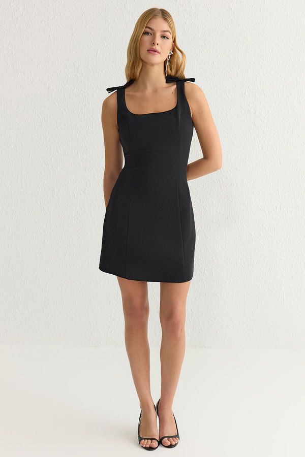 Trendyol Trendyol Black Plain Bow Mini Woven Dress