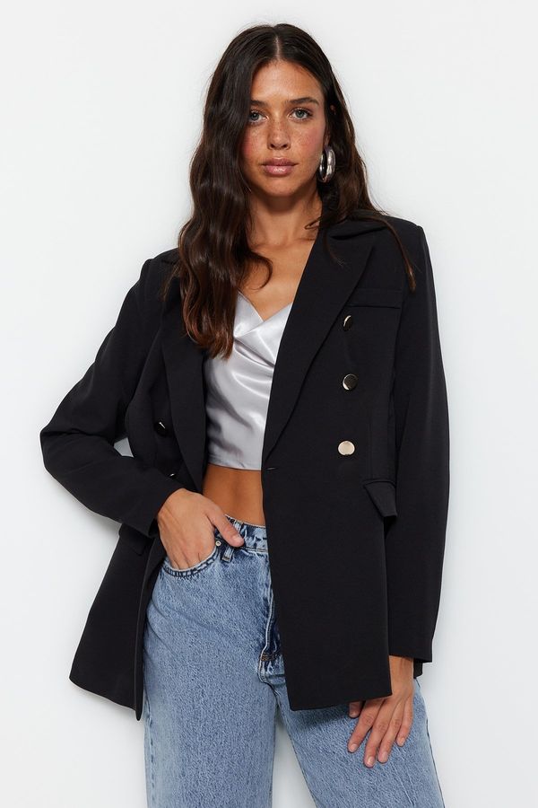Trendyol Trendyol Black Regular Lined Woven Blazer Jacket