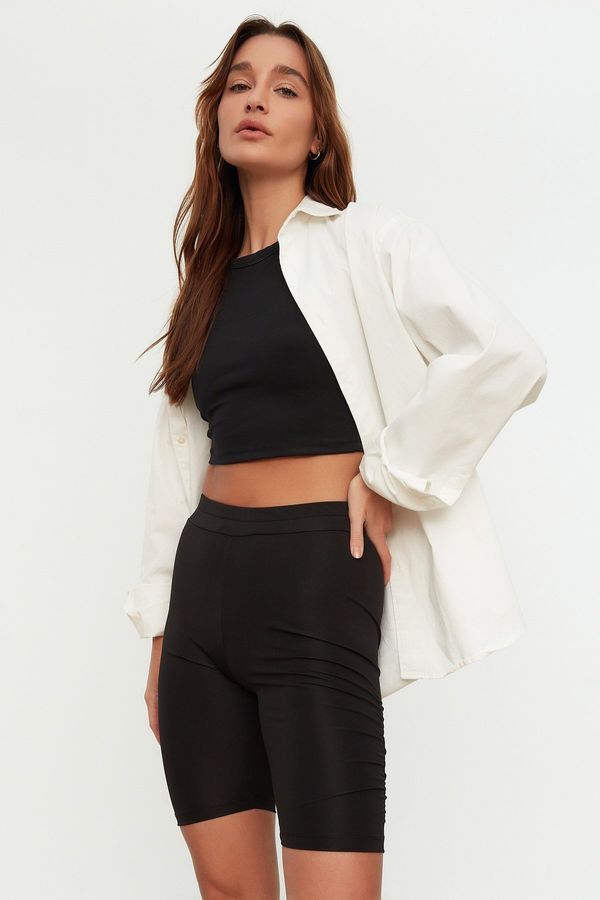 Trendyol Trendyol Black Ruffle Detailed Knitted Leggings