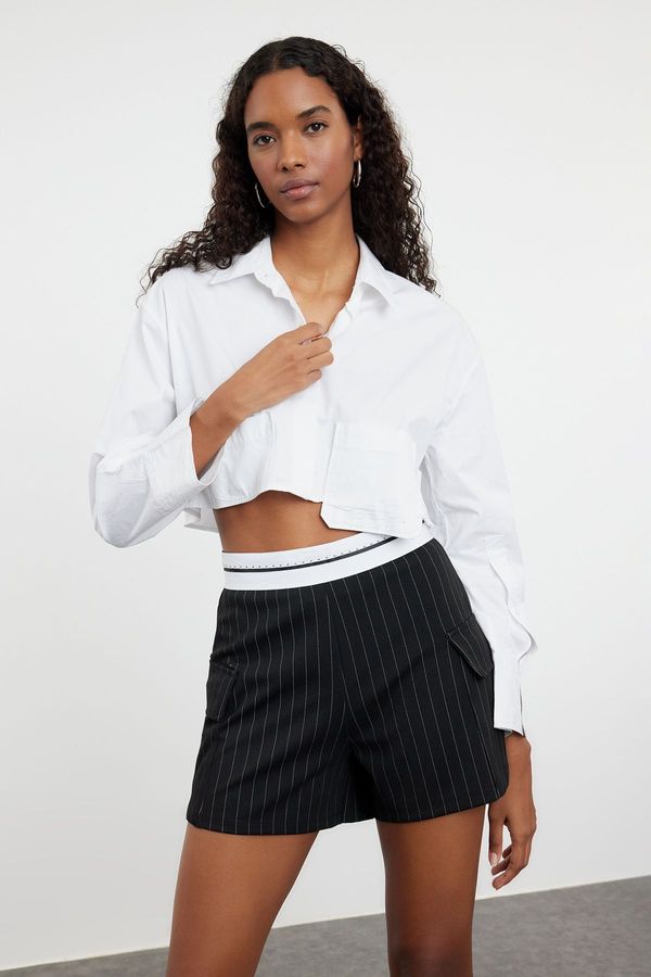 Trendyol Trendyol Black Striped Cargo Pocket Stripe Waist Detailed Mini Shorts & Bermuda