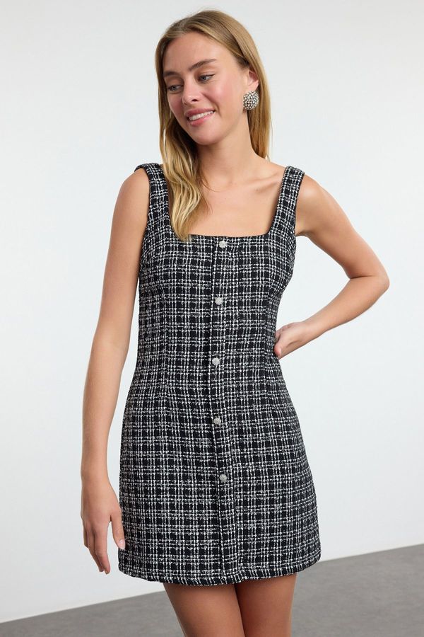 Trendyol Trendyol Black Tweed Woven Short Dress