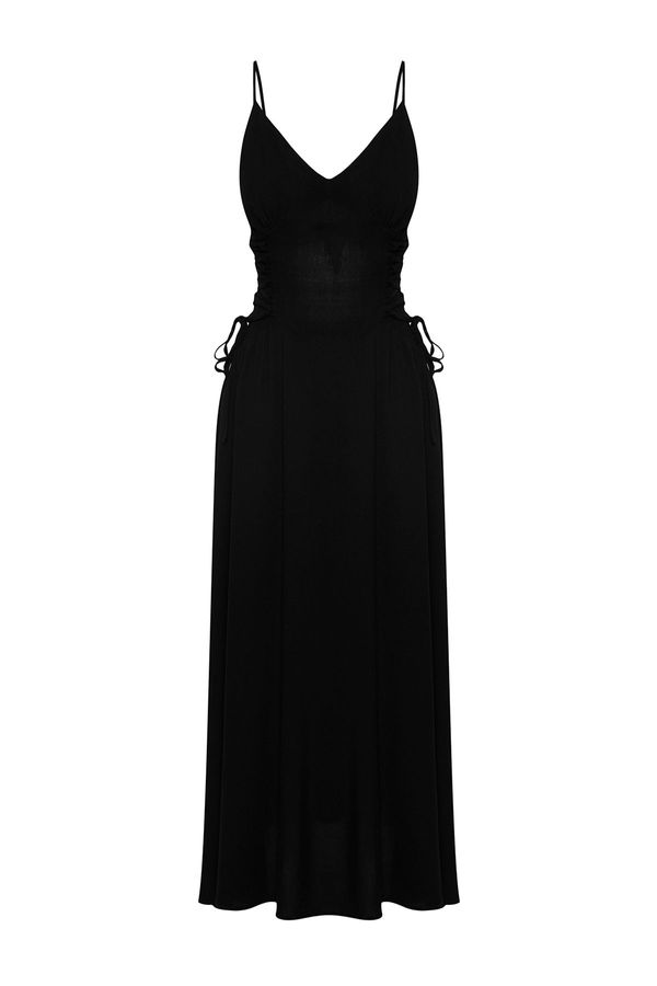 Trendyol Trendyol Black*001 Floral Relaxed Maxi Woven 100% Viscose Dress