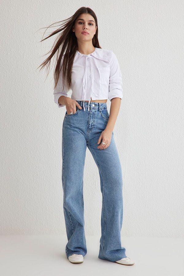 Trendyol Trendyol Blue High Waist Wide Leg Jeans
