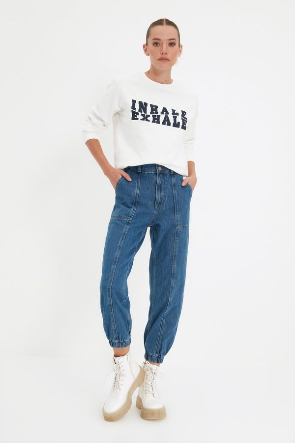 Trendyol Trendyol Blue Stitch Detalj Jogger traperice visokog struka