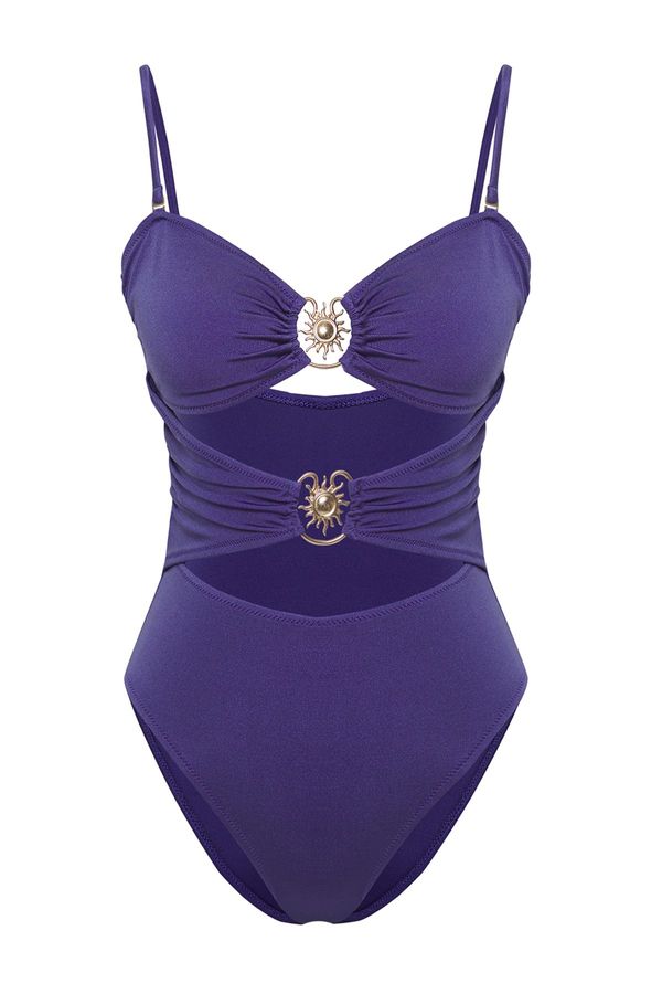 Trendyol Trendyol Blue*007 Plain Strapless Accessory Sleeveless Swimsuit