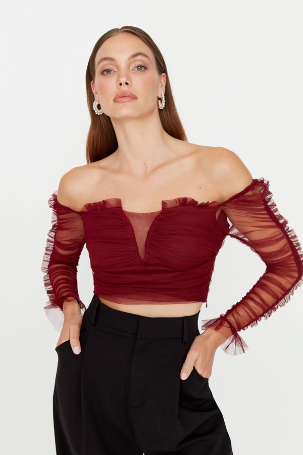 Trendyol Trendyol Burgundy Frill Detailed Blouse