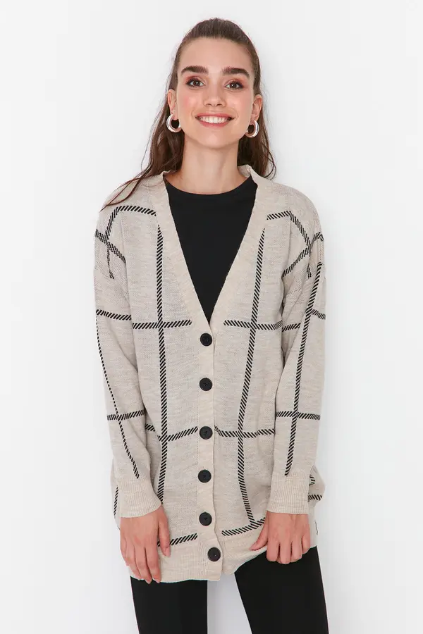 Trendyol Trendyol Cardigan - Ecru - Redovito pristajanje