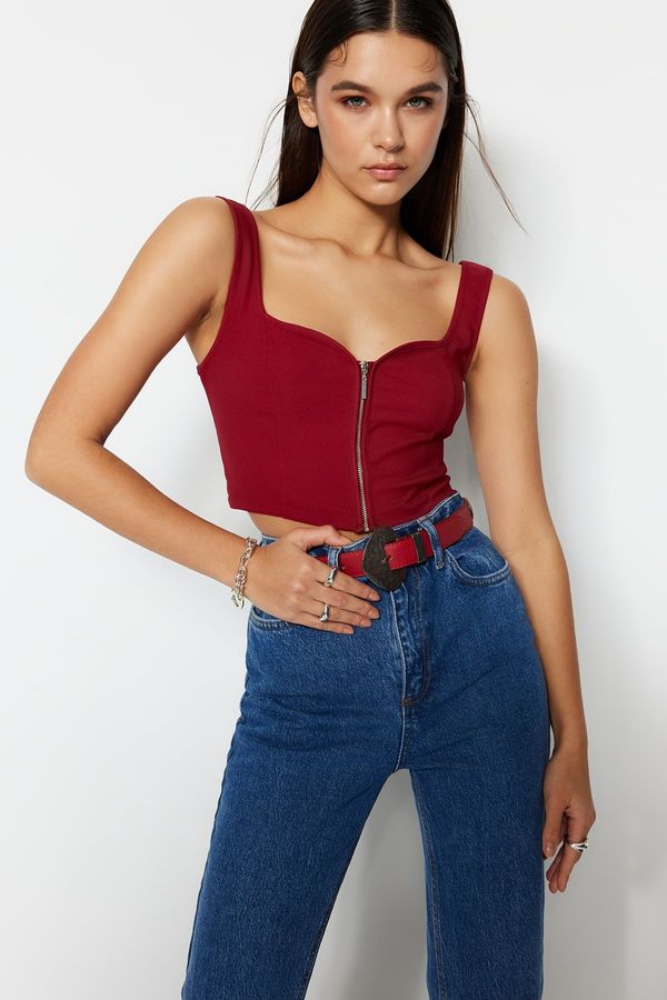 Trendyol Trendyol Claret Red Crop Woven Blouse