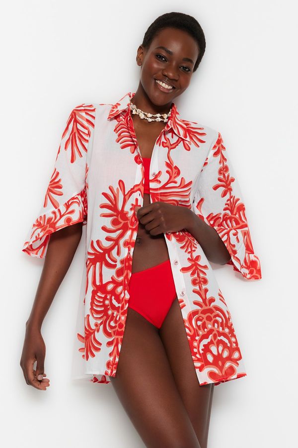 Trendyol Trendyol Coral Pattern Woven 100% Cotton Shirt