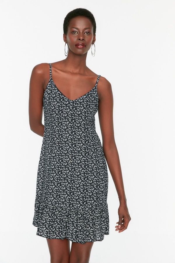 Trendyol Trendyol crna haljina tkana od remenčića