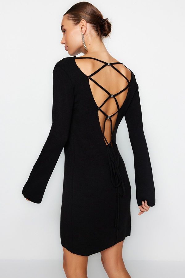 Trendyol Trendyol crna mini pletenina haljina