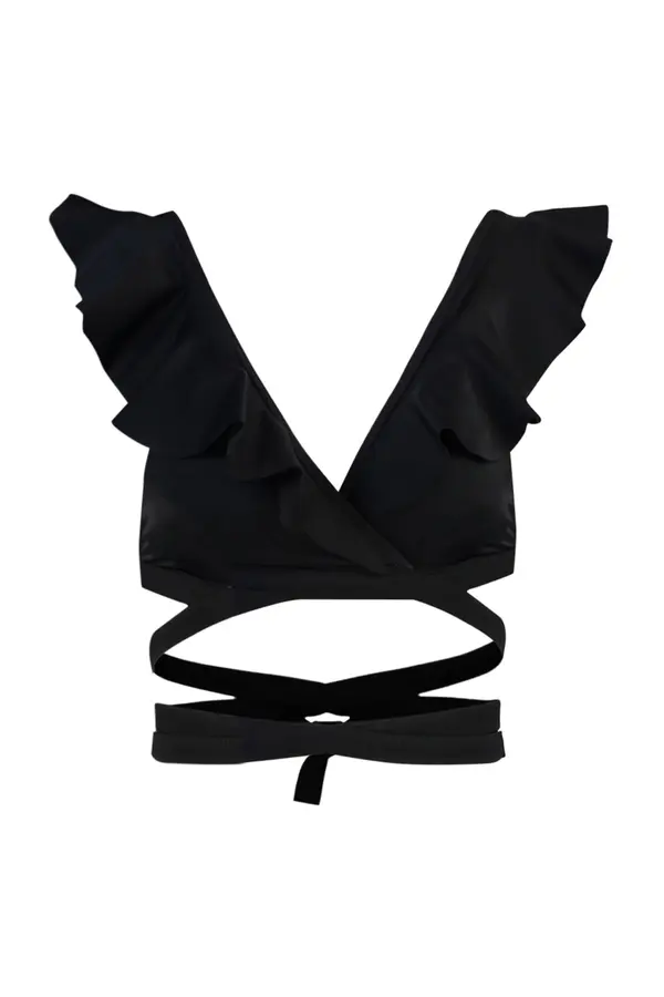 Trendyol Trendyol crni trokut flounce bikini vrh