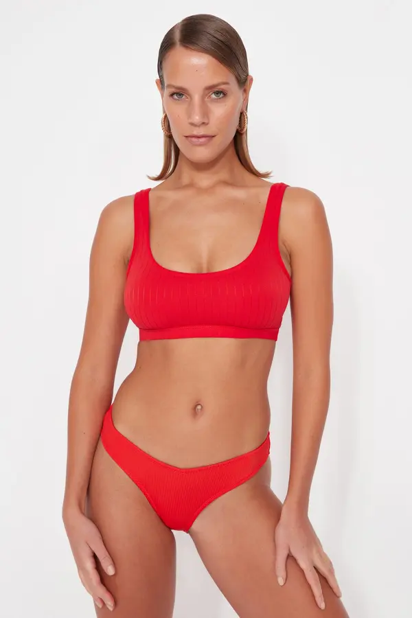 Trendyol Trendyol crveni Bralette teksturirani gornji dio bikinija