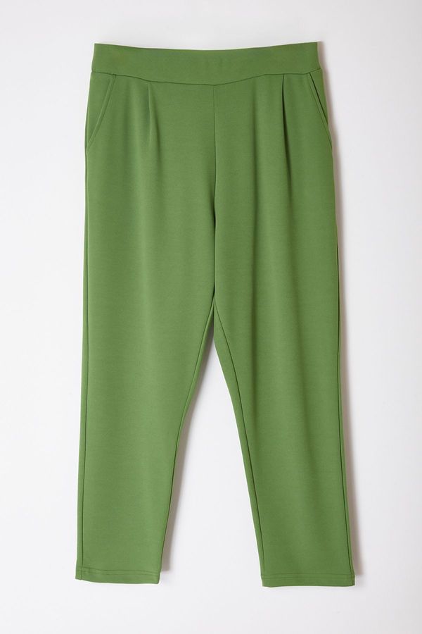 Trendyol Trendyol Curve Green Carrot Fit Knitted Plus Size Trousers