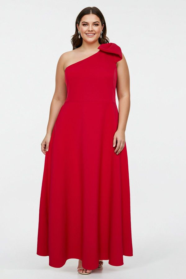 Trendyol Trendyol Curve Red Bow One Shoulder Woven Evening/Night/Graduation/Engagement Dress