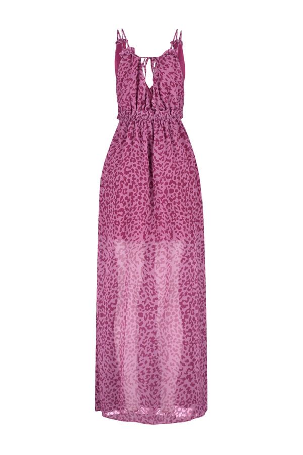 Trendyol Trendyol Damson Midi tkana haljina s uzorkom životinja