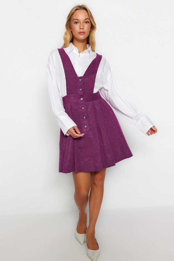 Trendyol Trendyol Damson Mini Gilet tkani gumb Detaljna tkana haljina