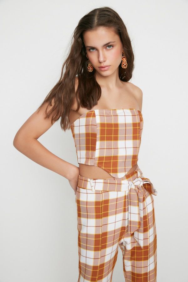 Trendyol Trendyol Design Camel Plaid Blouse