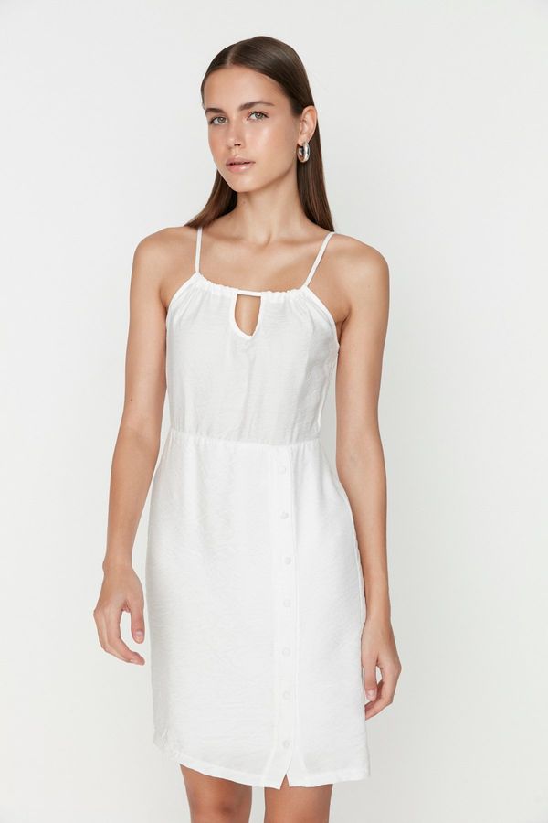 Trendyol Trendyol Ecru ovratnik ovratnika detaljna haljina