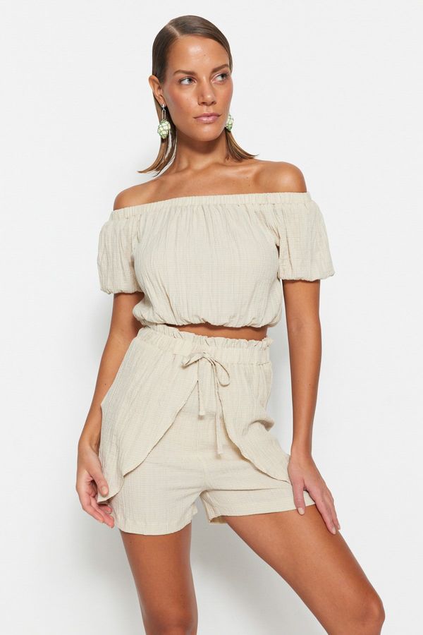 Trendyol Trendyol Ecru Woven Blouse Short Set