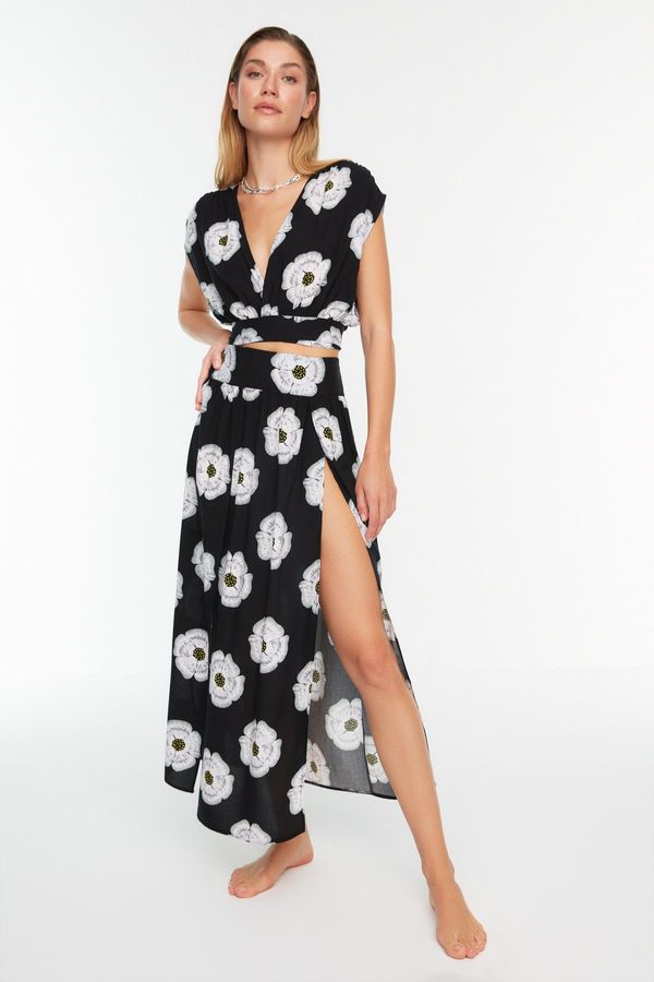 Trendyol Trendyol Floral Patterned Woven Top and Bottom Set with slits